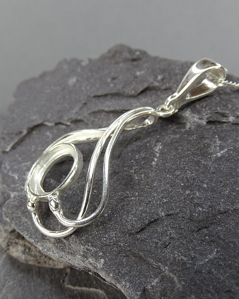 Silver fancy 10x8 Cabochon Pendant Setting