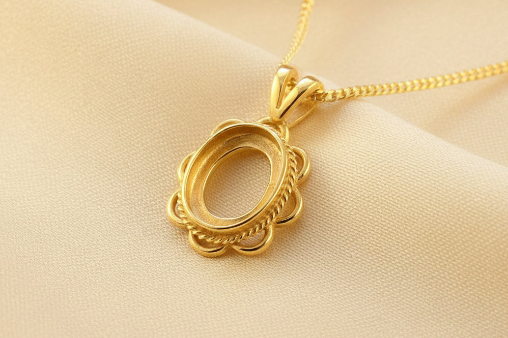 Solid Gold Pendant To Fit 10X8 Cabochon