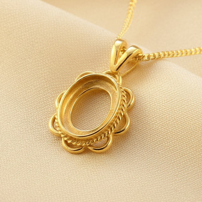 Solid Gold Pendant To Fit 10X8 Cabochon