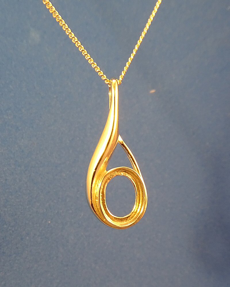 Solid Gold Pendant Mount For 10x8 Cabochon