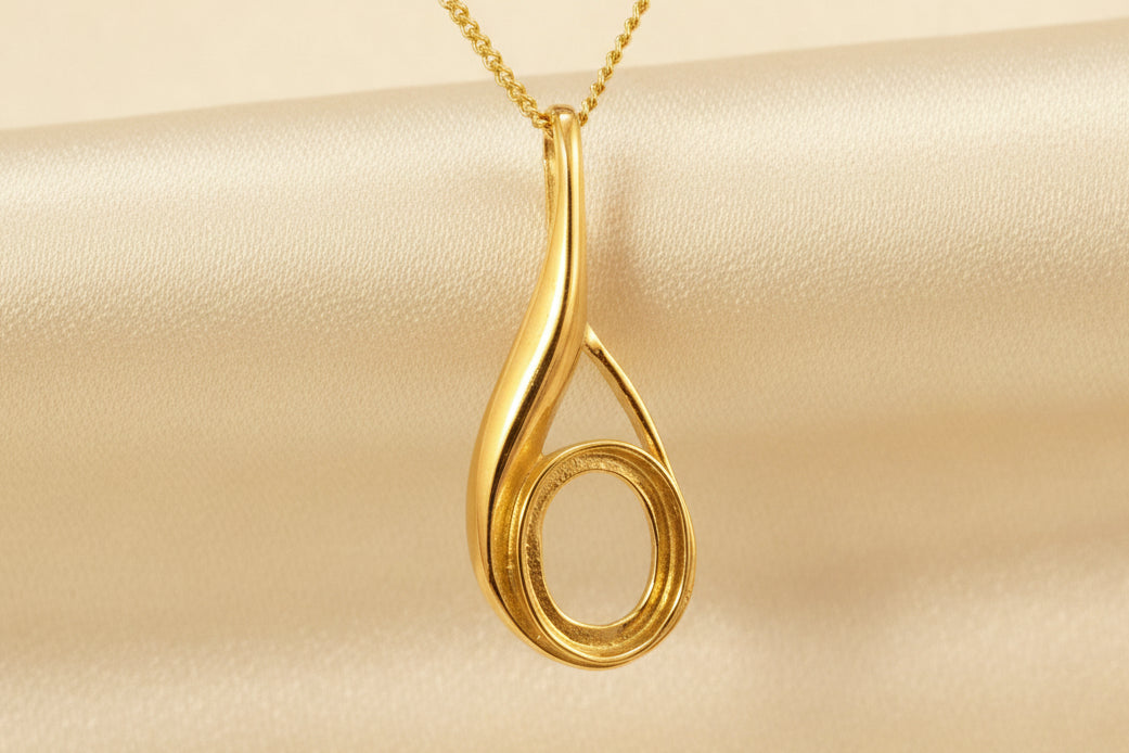 Solid Gold Pendant Mount For 10x8 Cabochon