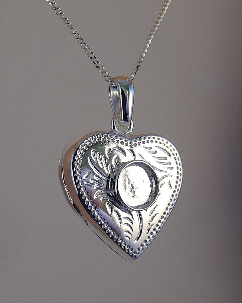 Silver Heart Locket Ready To Set 6mm Cabochon