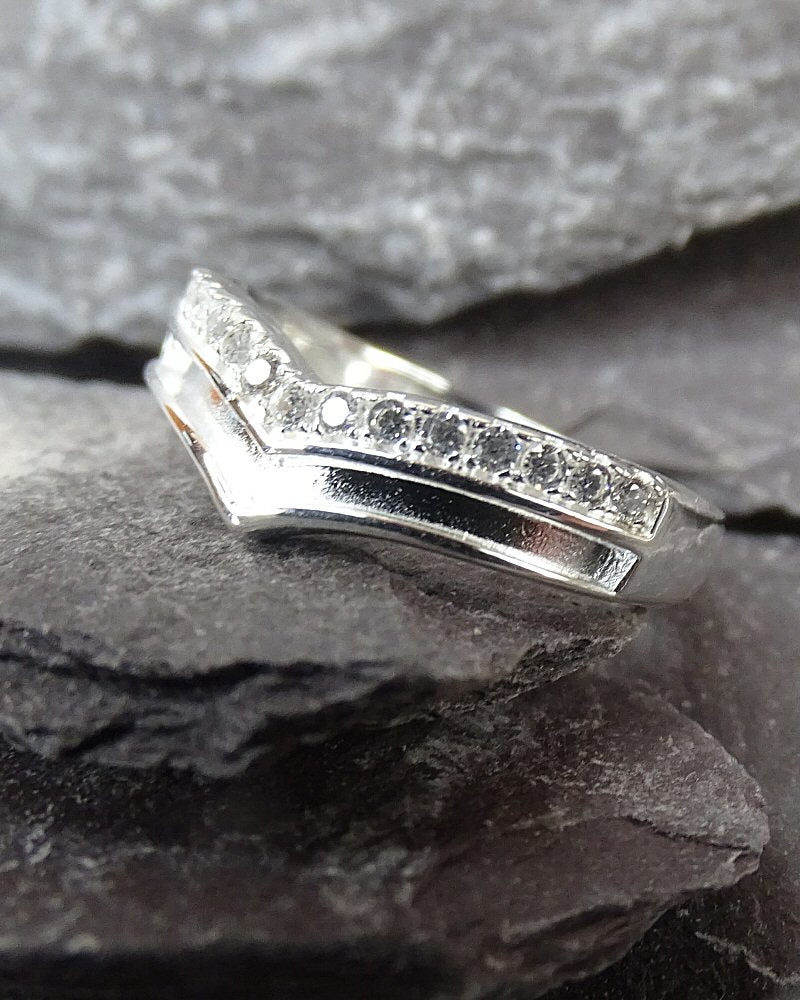Solid silver wishbone style ring suitable for use with resin