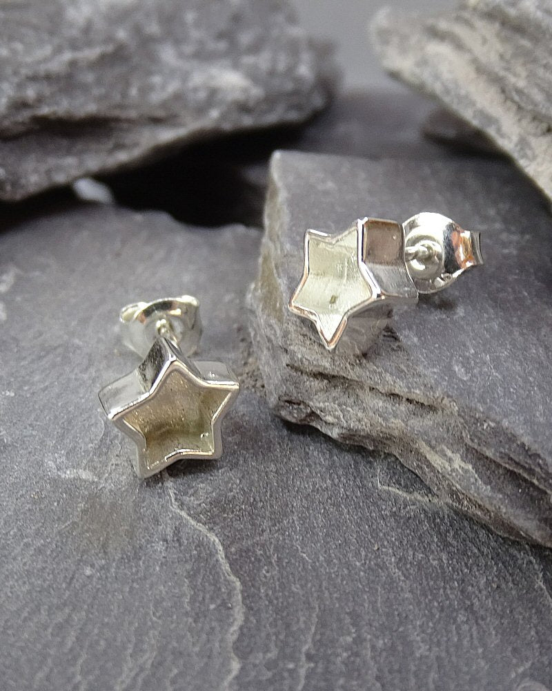 Small  silver Star Studs Suitable For Resin