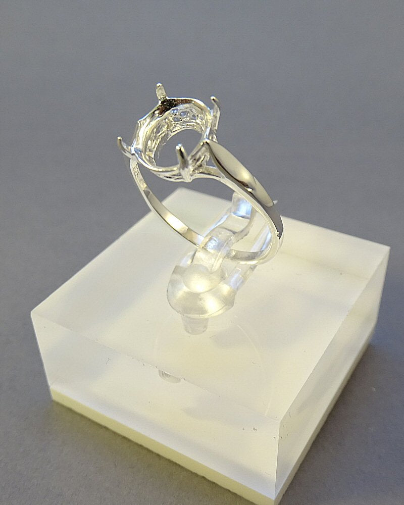 Silver 10x8 Ring Setting For Faceted Stone
