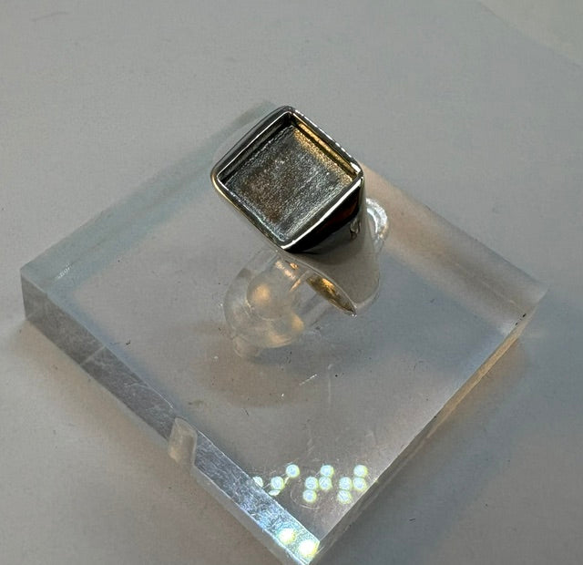 Solid Silver Gent Signet Ring for 8mm Square stone or resin