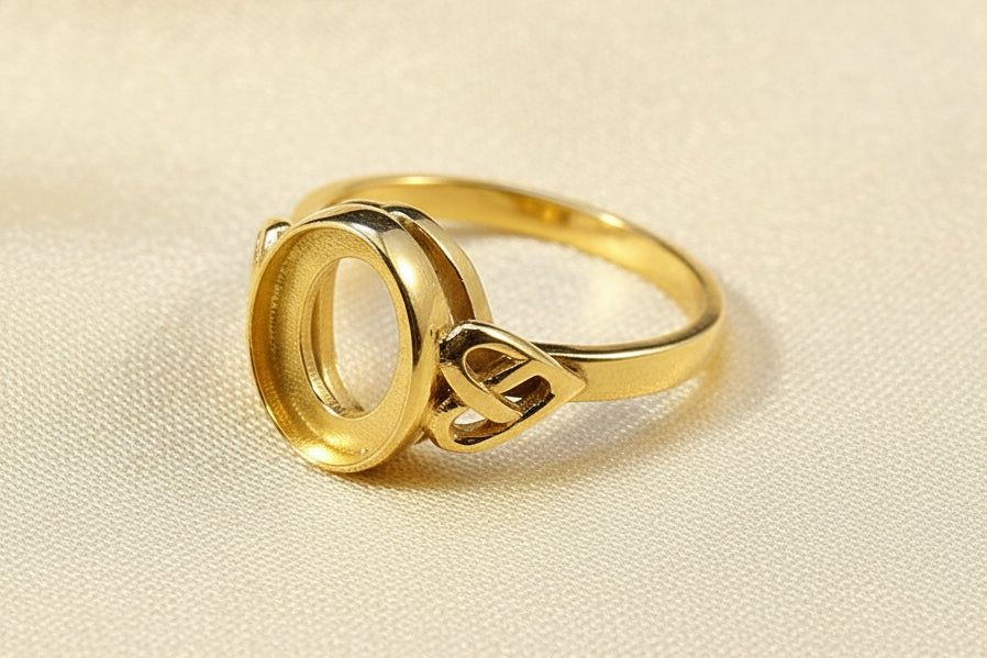 Solid Gold Celtic Ring Blank For 10X8 Cabochon