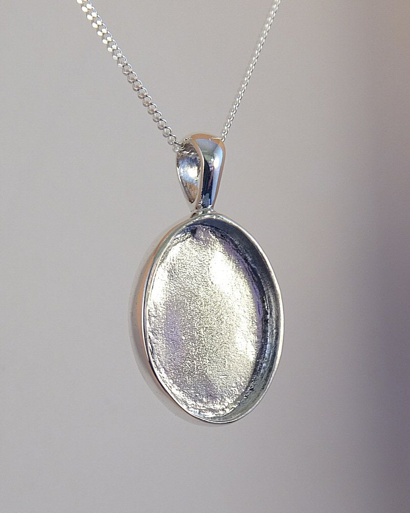 18x13 silver solid back pendant blank