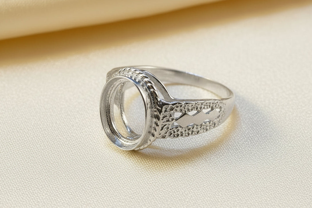 Silver Ring Finding For Setting For 10x8 Stone
