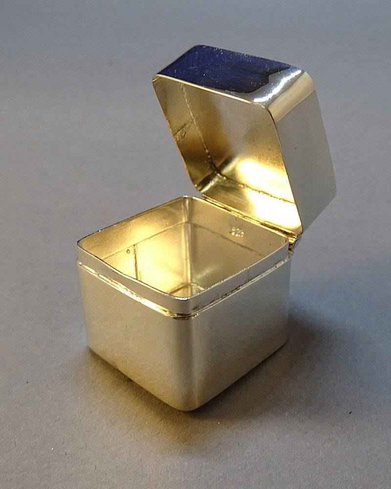 Square Silver Pill Box with Bezel Top For 18MM Stone Or Resin
