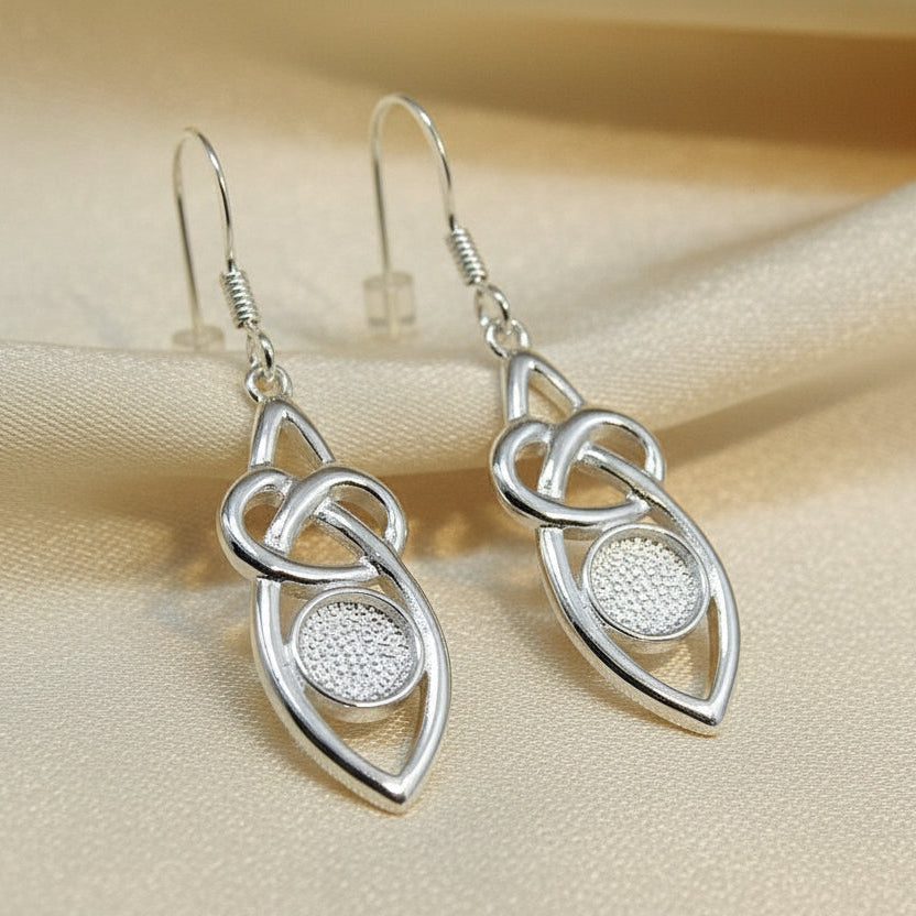 Silver Celtic Drop Mounts For 6mm Cabochon