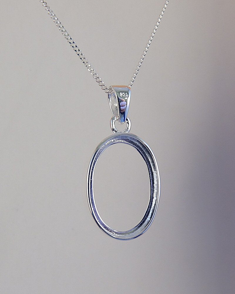 Double Sided Silver Pendant Bezel For Two Stones
