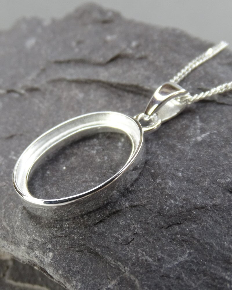 Double Sided Silver Pendant Bezel For Two Stones