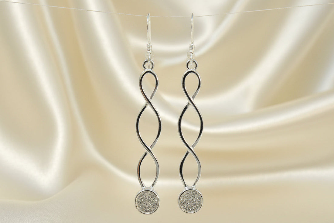 Long Twisted Wire Silver Celtic Drops For Mounting 6mm Stone