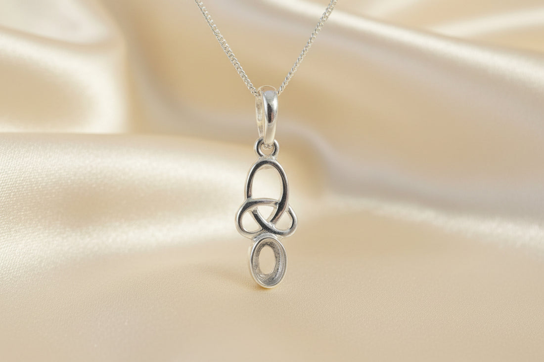 Small Silver Celtic Pendant To Mount 6x4 Stone