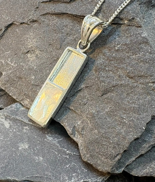 Solid Silver Oblong Pendant With m.o.p And Place For Stone Or Resin