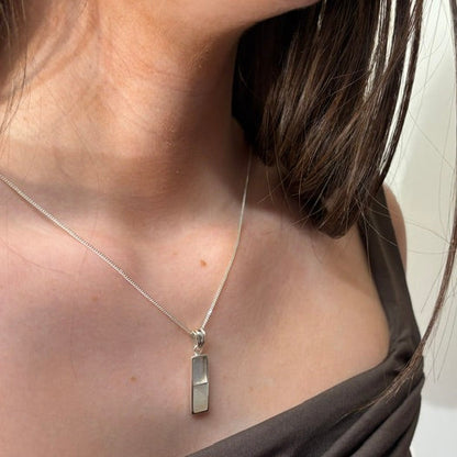 Solid Silver Oblong Pendant With m.o.p And Place For Stone Or Resin