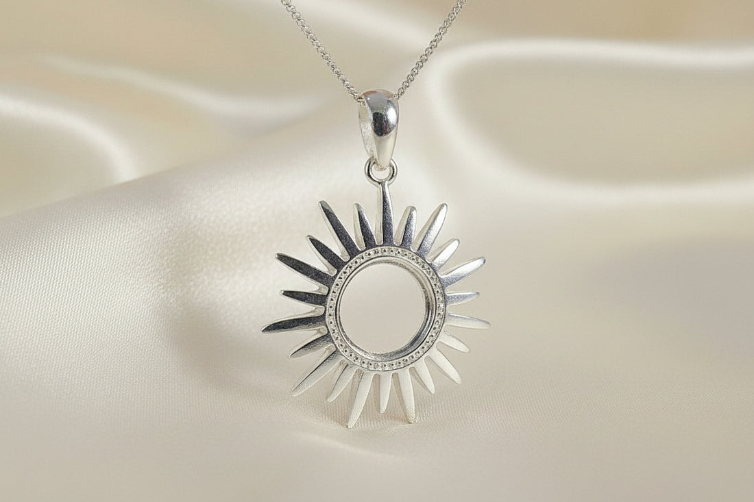 silver sun pendant for stone