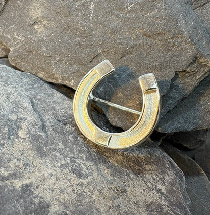 Silver equestrian Horse Shoe Brooch Stock Pin Made For Horse Hair