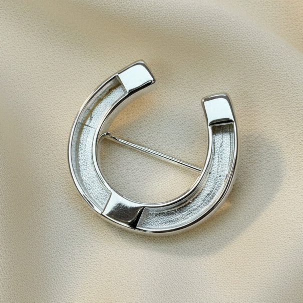 Silver equestrian Horse Shoe Brooch Stock Pin Made For Horse Hair