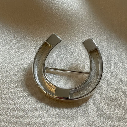 Silver equestrian Horse Shoe Brooch Stock Pin Made For Horse Hair