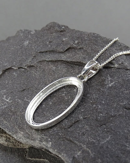 Silver 925  Plain Edge Pendant Setting