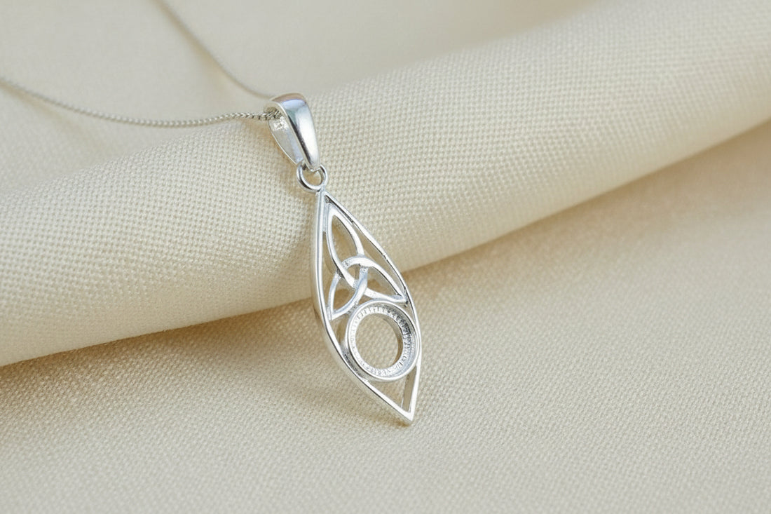 silver celtic pendant for 8mm stone