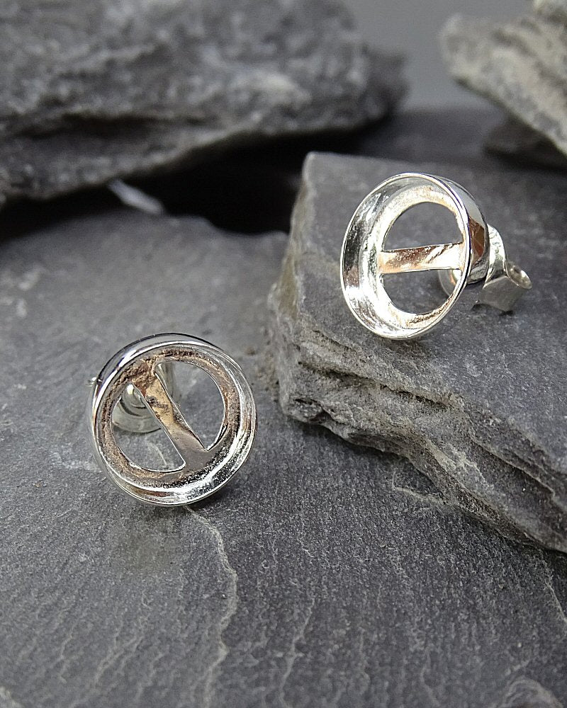 Plain Edge Silver Ear Stud Bezels For 8mm Cabochon