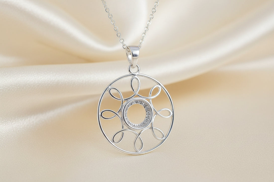 Silver 925 wire Pendant Setting for 8mm cabochon