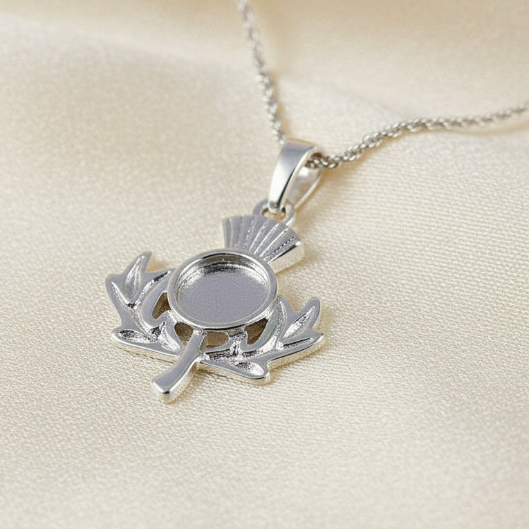 silver thistle pendant for resin or cabochon
