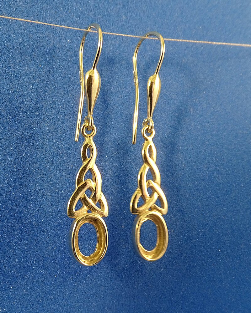 Gold Celtic Drop Earrings To Fit 7X5 Cabochon