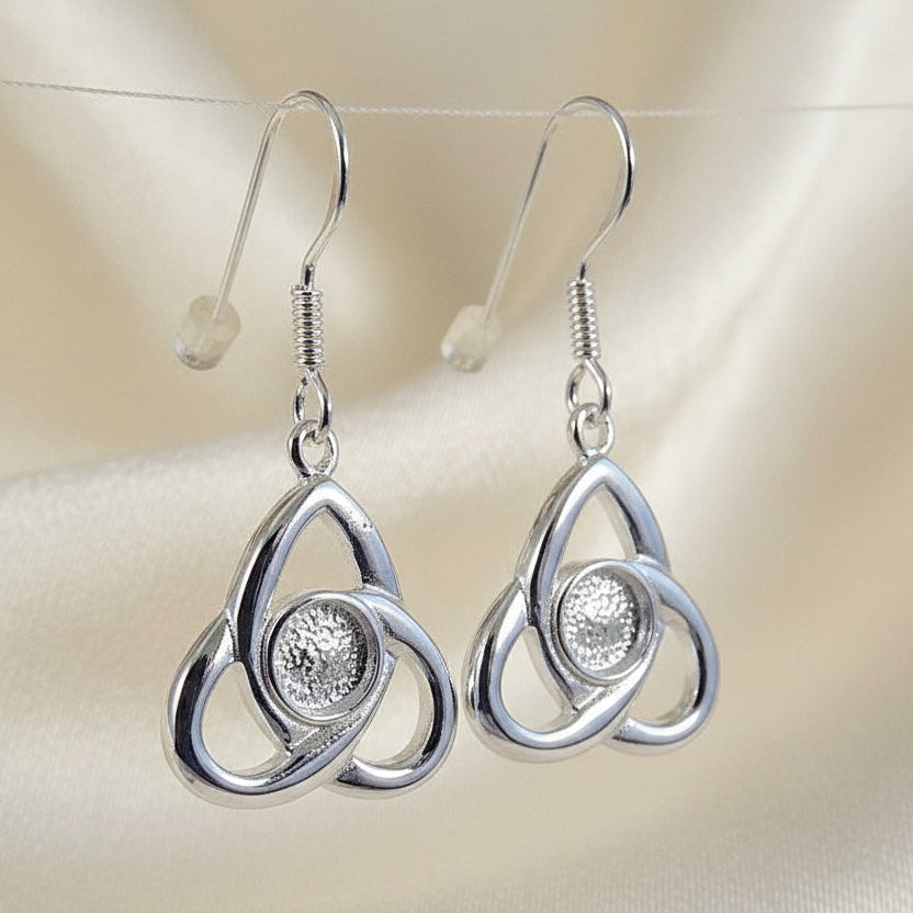 5mm Silver Celtic Unset Drop Earring Mounts