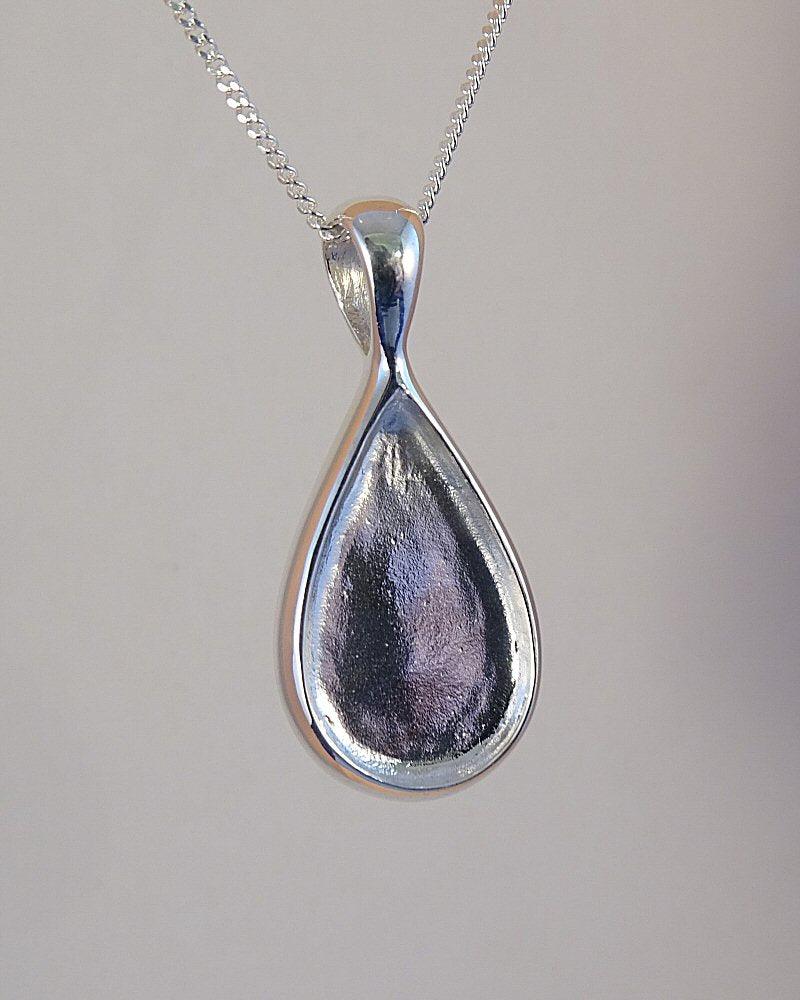 Pear Shaped Unset Silver Pendant For 12x20 Resin Or Gemstone