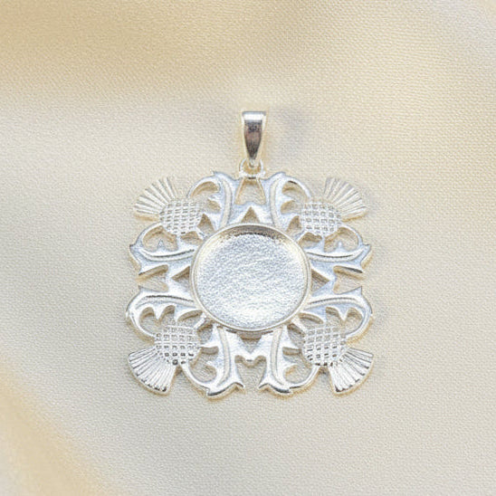 Silver Thistle Pendant To F it a 10mm Cabochon or Resin