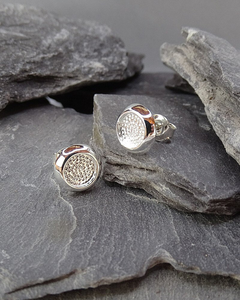 Silver Cushion Edge Ear Studs For Setting Stones