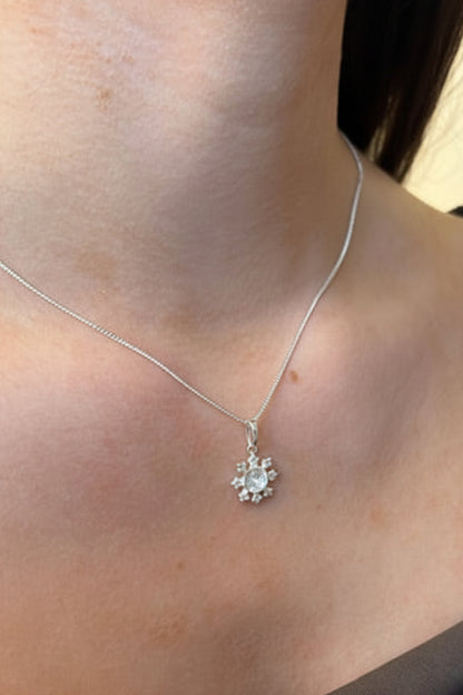 Solid Silver Snow Flake Pendant setting  For 5mm Cabochon Or Resin
