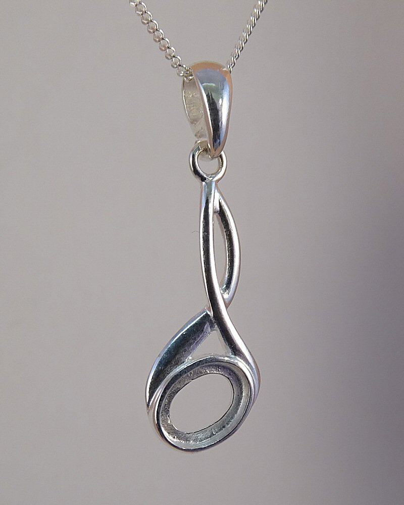 Silver Pendant Setting For 8x6 Cabochon