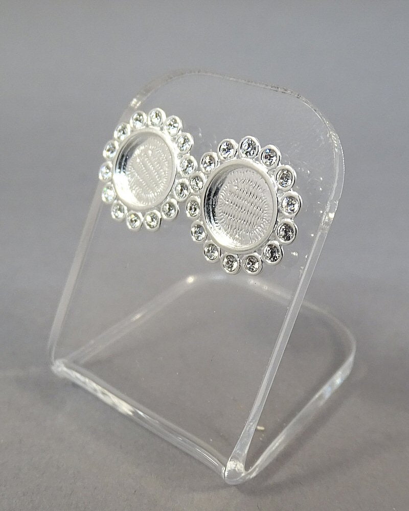 Stunning Silver CZ Stud Earrings To Fit 8mm Cabochon Or Resin