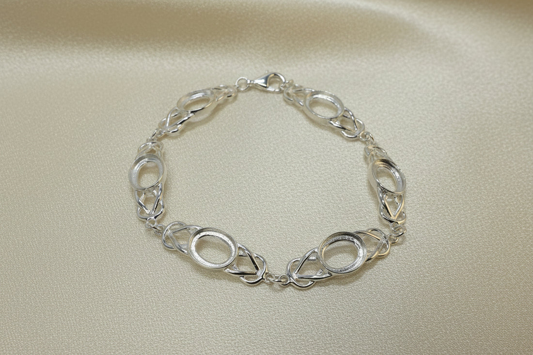 Silver Unset Silver Bracelet To Fit 10x8mm Gemstones
