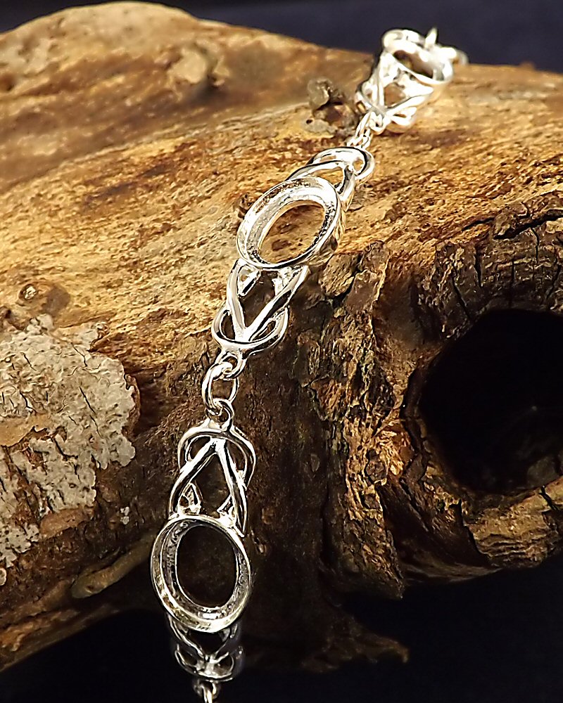 Silver Unset Silver Bracelet To Fit 10x8mm Gemstones