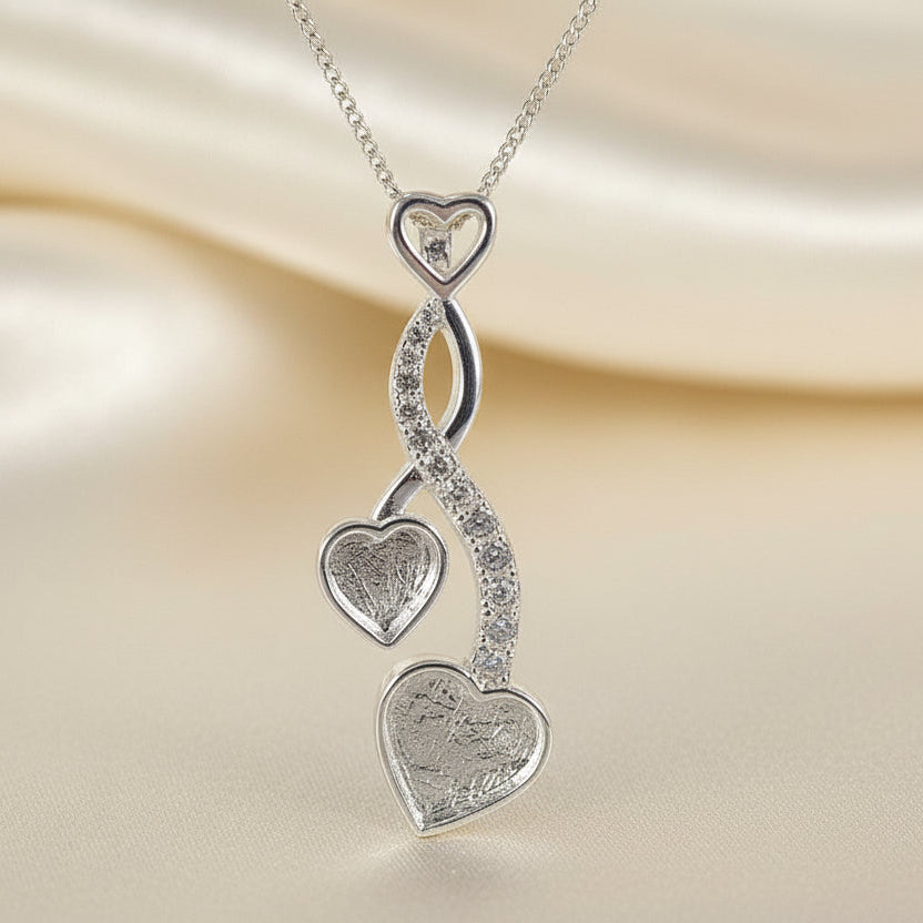 double entwinned heart cz pendant setting