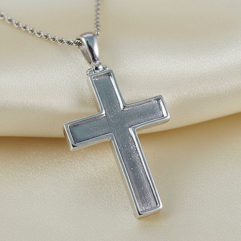 silver memorial cross suitable for resin