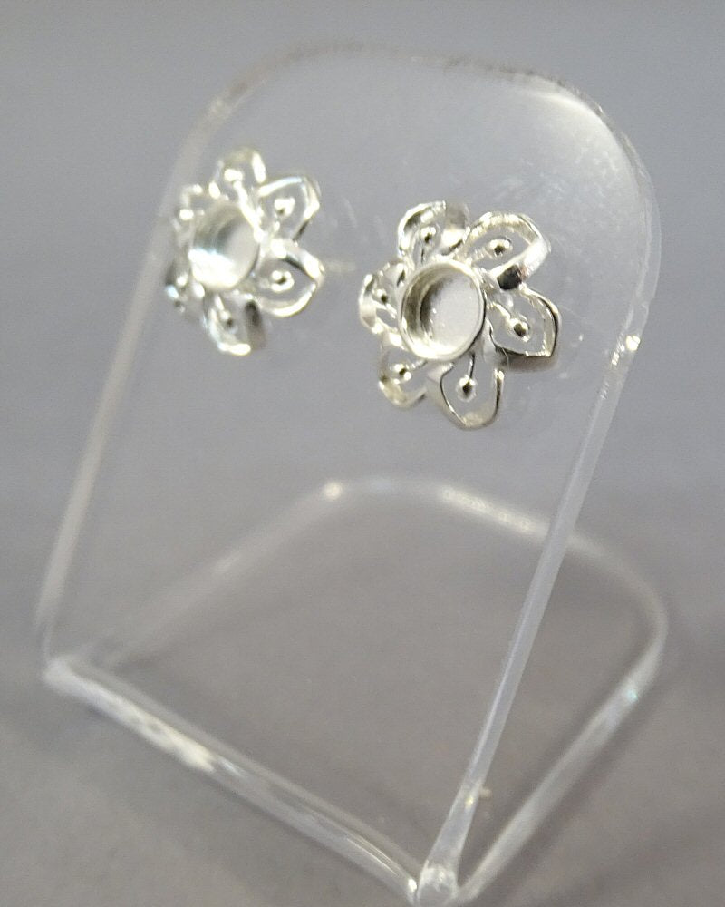 Silver Studs Earrings To Fit 4mm Cabochons