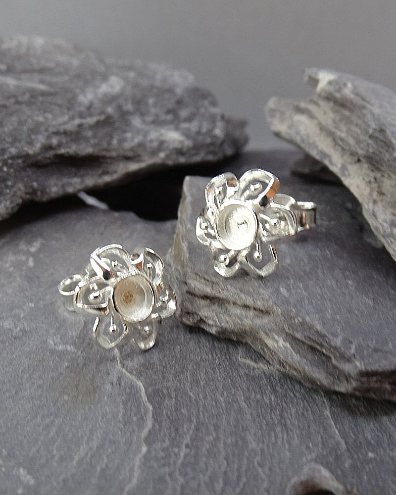 Silver Studs Earrings To Fit 4mm Cabochons