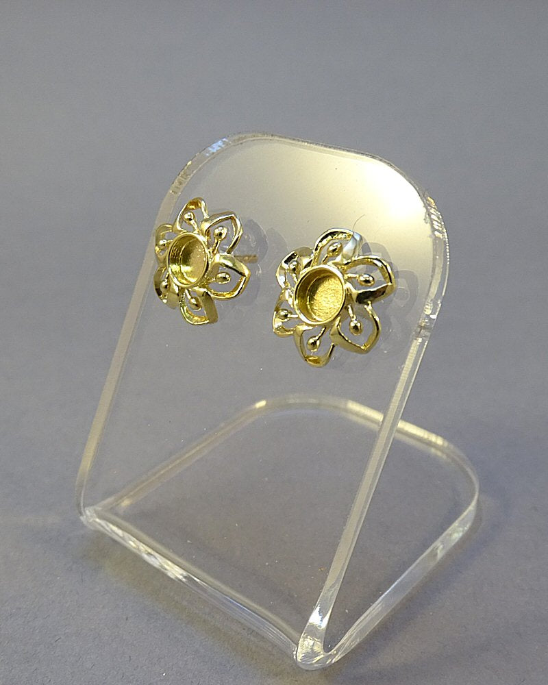 Solid Gold Fancy Studs To Fit 4mm Cabochon