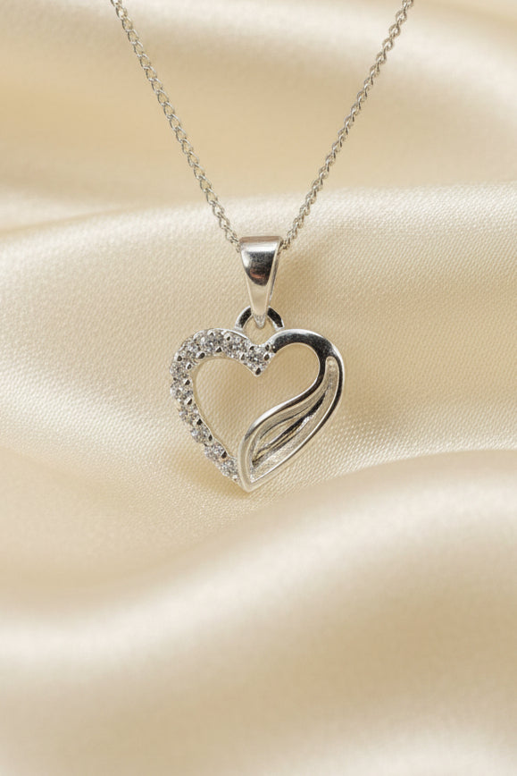 Solid silver heart pendant blank suitable for resin