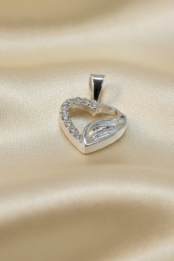 Solid silver heart pendant blank suitable for resin