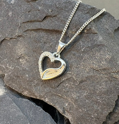 Solid silver heart pendant blank suitable for resin