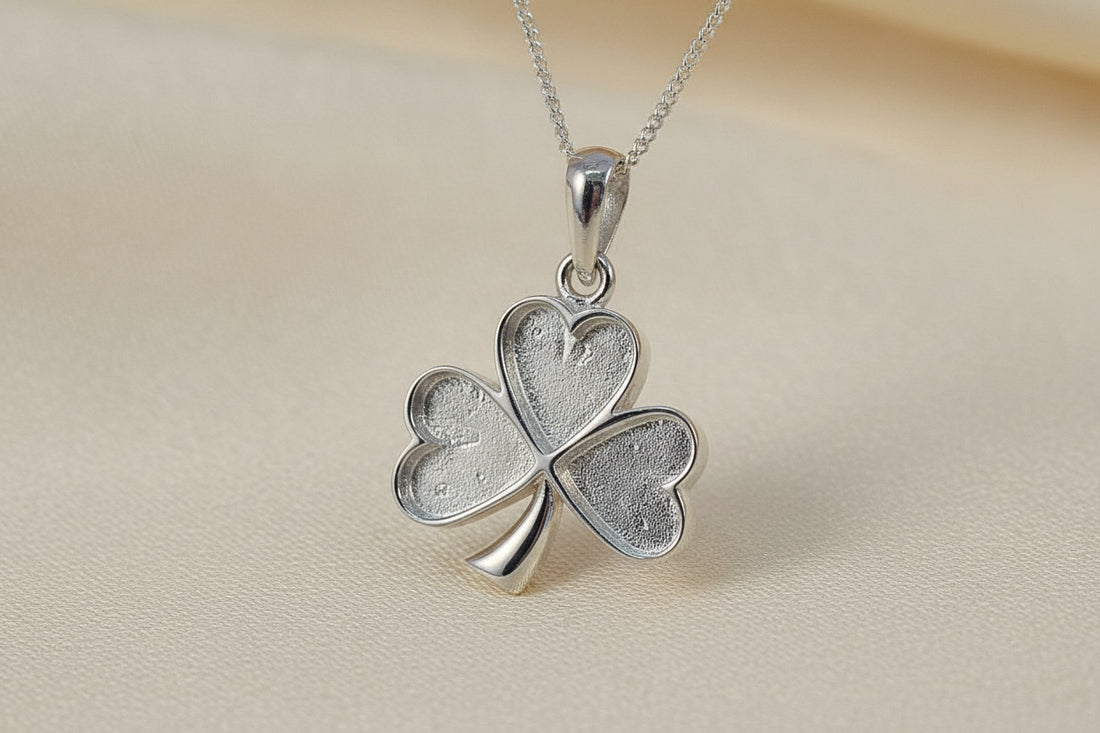 silver shamrock pendant blank