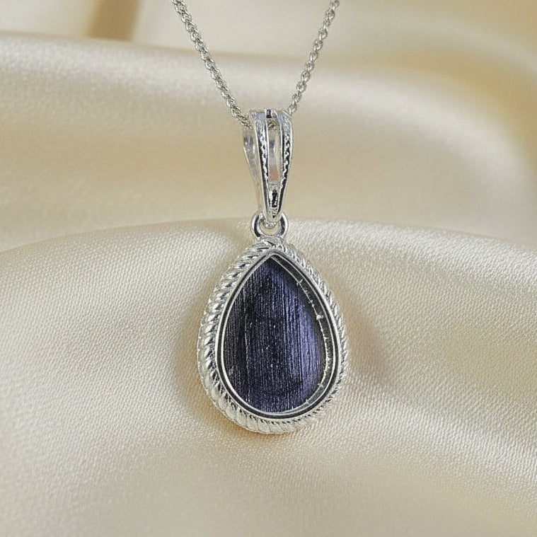 Solid Silver Rope Edge Tear Drop Pendant Blank